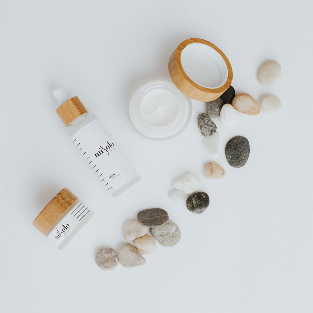 Bottles and cream jar